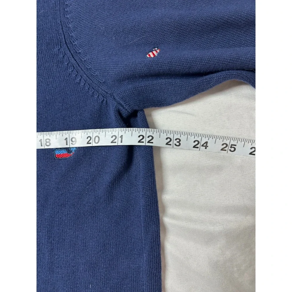 NWT Vineyard Vines Burgee Flag Whale Embroidered Crew Neck Sweater Navy Blue Med